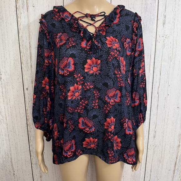 NWT Jessica Simpson Lucia Lace Up Blouse - Picture 2 of 13